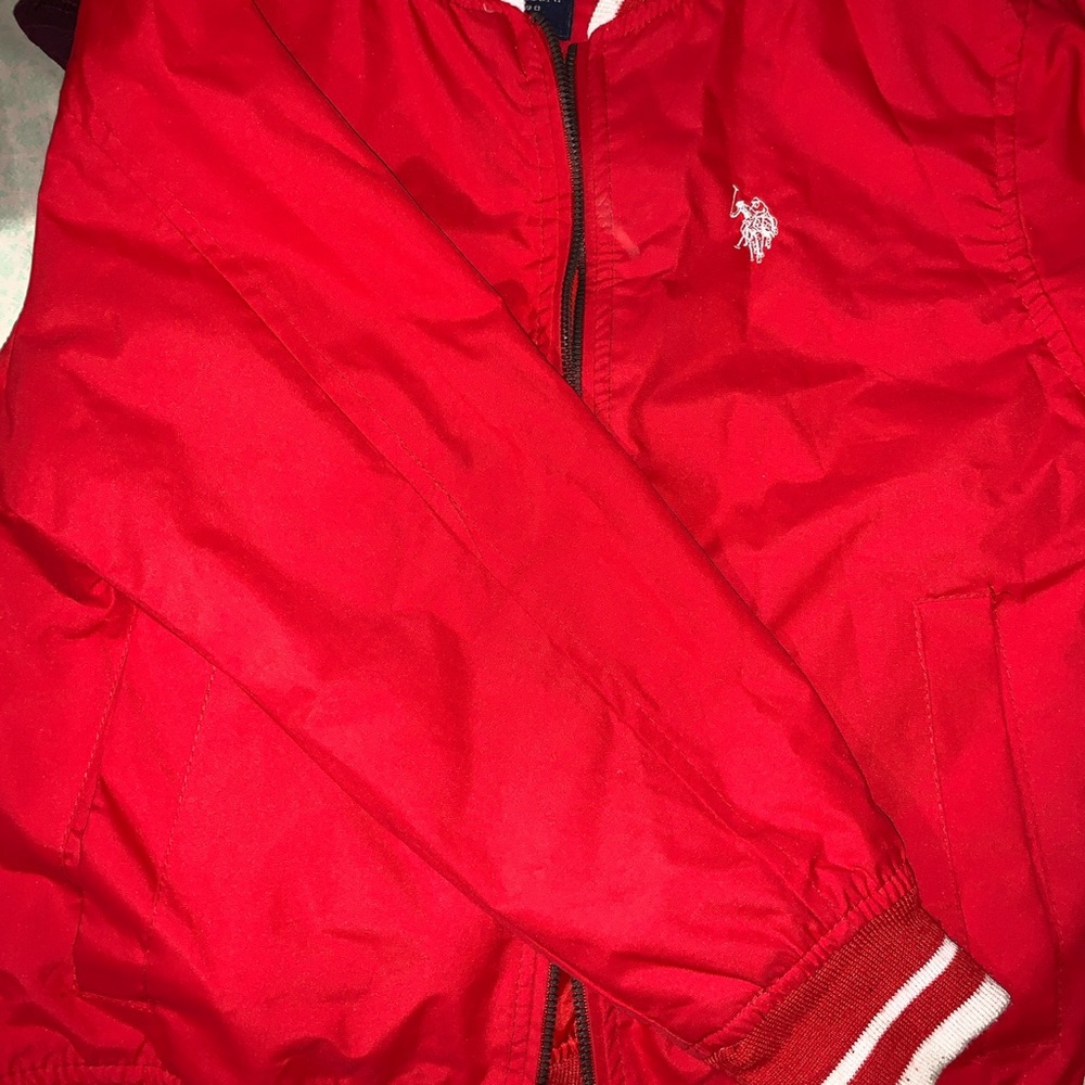 size M womens red polo bomber jacket
